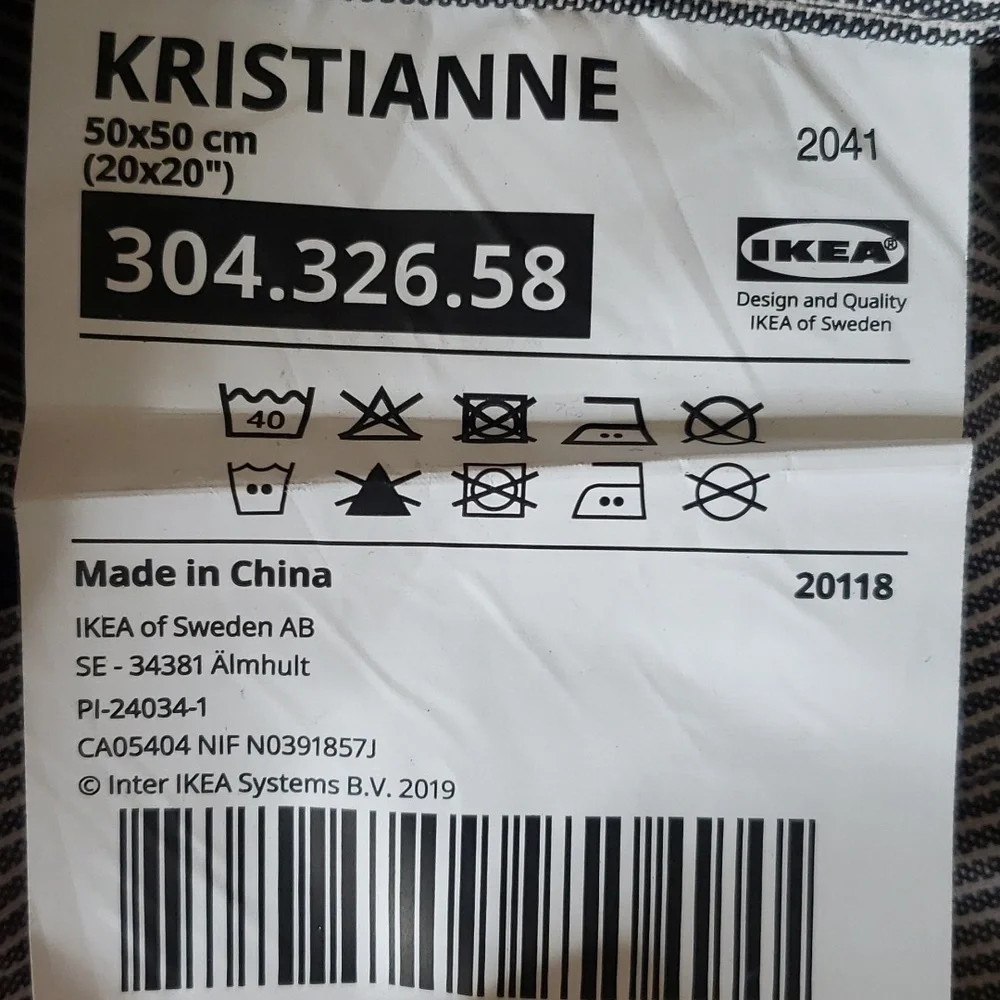 IKEA Kristianne Embellished Cotton Accent Pillow Cushion Cover